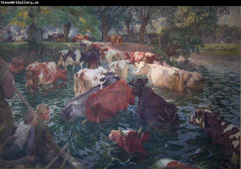 Emile Claus Cows crossing the Lys River